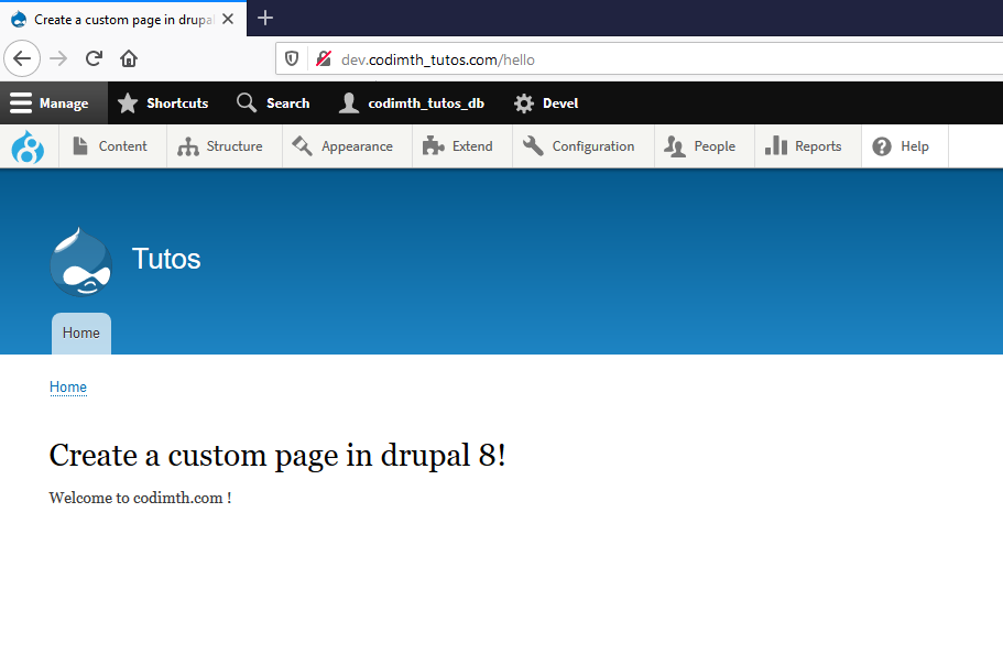 Drupal 8 Create a custom page