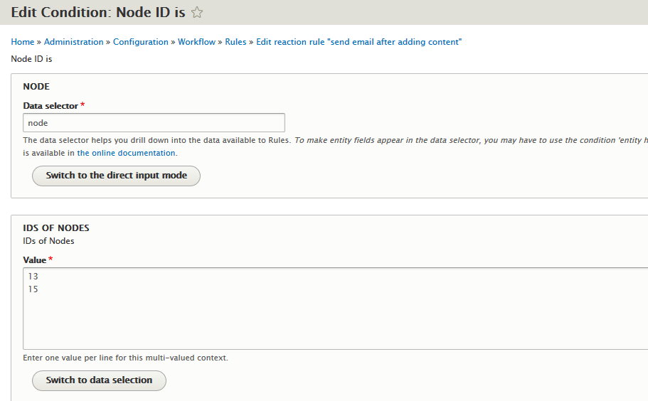 How to use Node Id is condition